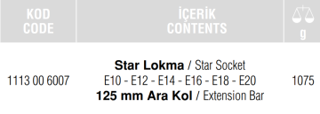 İzeltaş 1113 - 1/2'' Torx Lokma Anahtar Takımı 7 Parça