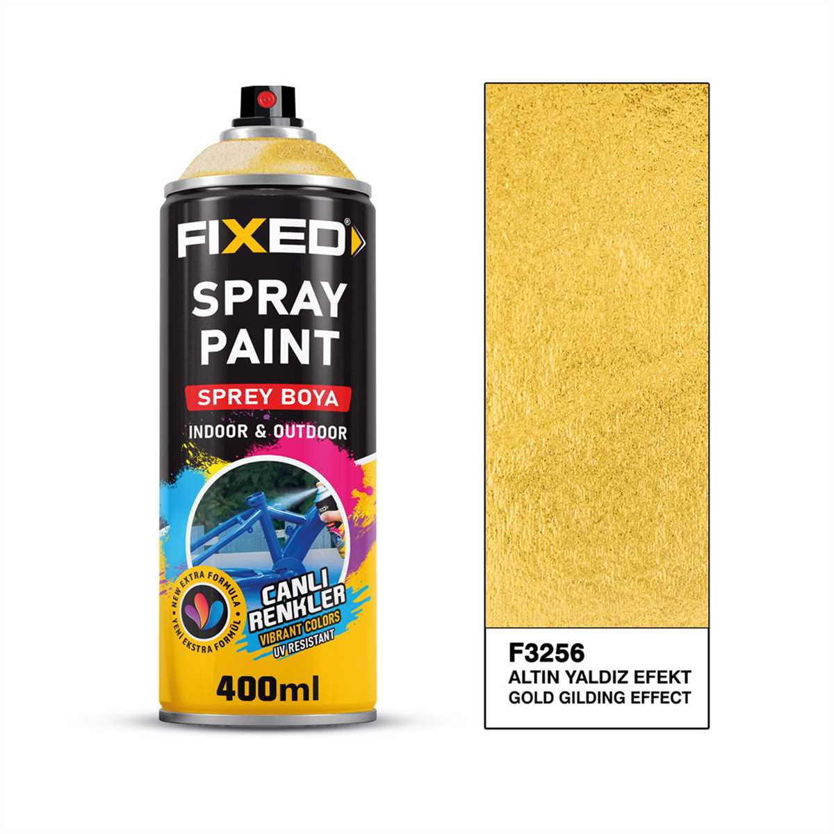 FiXED -  Altın Yaldız Efekt Akrilik Sprey Boya 400 ML