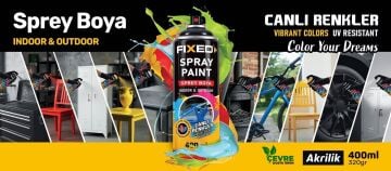 FiXED -  Gümüş Gri Yaldız 500°C Derece Isıya Dayanıklı Sprey Boya 400 ML