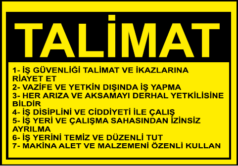 Talimat Uyarı Levhası / 10 Adet