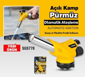 SGS778 - Açılı Torch Pürmüz Başlığı - Otomatik Ateşleme - Ateş Ayarlama