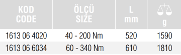 İZELTAŞ 1613 -  1/2'' Cırcırlı Tork Anahtar 60-340 Nm