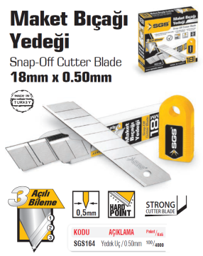 SGS164 - Yedek Maket Bıçağı Ucu 0.50mm x 18mm- 100 Adet