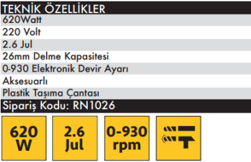 ROWN RN1026 Kırıcı Delici Matkap 620 Watt
