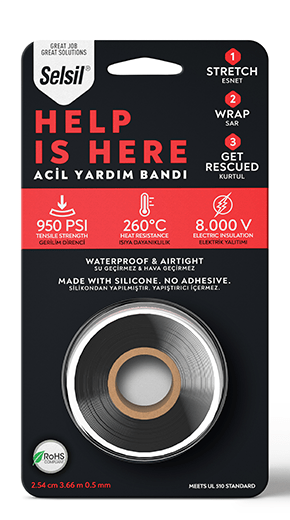 SELSİL Acil Yardım Bant (Siyah 3.66 Metre) - 8 ADET