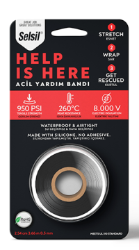 SELSİL Acil Yardım Bant (Siyah 3.66 Metre) - 8 ADET
