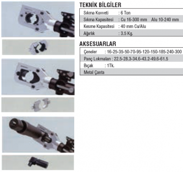 Tork Hidrolik Pabuç Sıkma - Kablo Kesme - Panç Delme 3'ü Bir Arada
