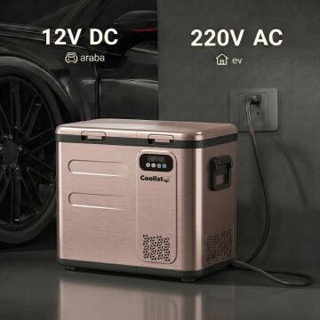 Coolist CLK50D 12/24V/220Volt 49 Litre Çift Bölmeli Outdoor Kompresörlü Bluetooth Bağlantılı Oto Buzdolabı