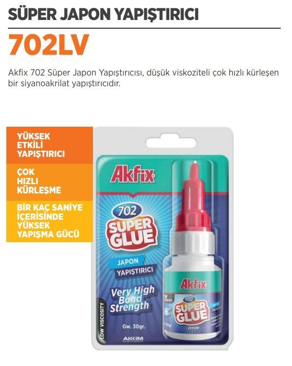 AKFİX 702LV Süper Yapıştırıcı 30 Gr / 288 Adet