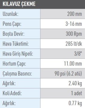 OSAKA OPT-P KC 16-3 Havalı Kılavuz Çekme 200mm