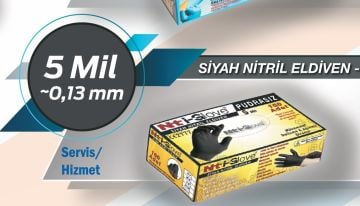 NTİ GLOVE 5 Mil Pudrasız Siyah Nitril Eldiven 100 Adet
