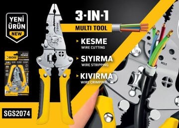 SGS2074 - Çok Amaçlı Kablo Sıyırma Kesme Kıvırma Pensesi