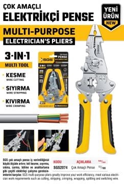 SGS2074 - Çok Amaçlı Kablo Sıyırma Kesme Kıvırma Pensesi