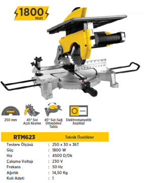 RTR MAX Üstten Tablalı Gönye Kesme Makinesi 1800 Watt