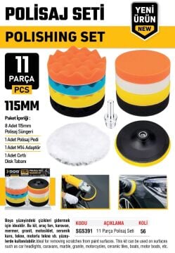 SGS391 - Oto Pasta Polisaj Cilalama Seti 11 Parça