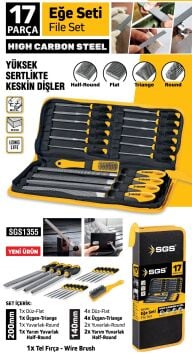 SGS1355 - 17 Parça Düz Üçgen Yuvarlak Eğe Seti Takımı