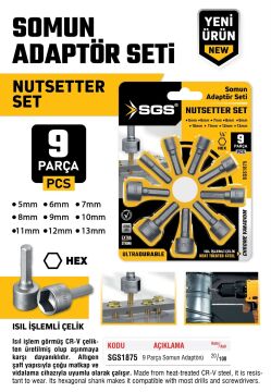 SGS1875 - 9 Parça Manyetik Somun Adaptör Tutucu Seti