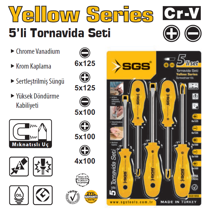 SGS1055 - 5 Parça Tornavida Takımı Seti