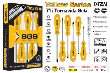 SGS1040 - Düz Yıldız Tornavida Seti 7 Parça