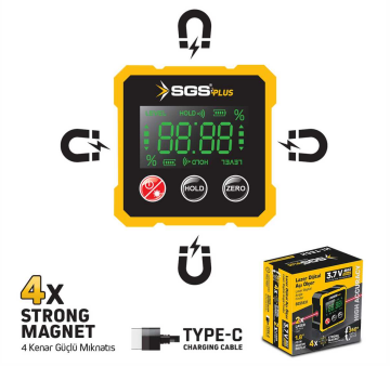 SGS5431 - Lazerli Dijital Açı Ölçer Mıknatıslı