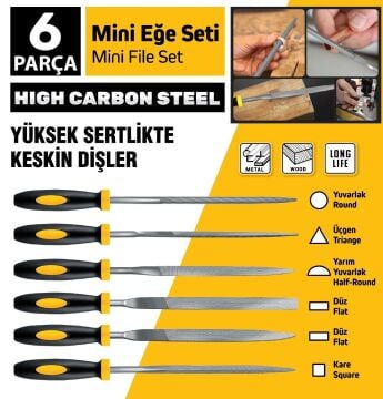 SGS1357 - 6 x 160mm Mini Eğe Seti Takımı 6 Parça