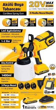 SGS5460 - 20 Volt 2 Amper Akülü Boya Püskürtme Tabancası Makinası