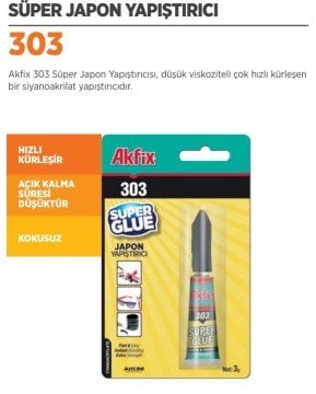 AKFİX 303 Süper Yapıştırıcı 3 Gr / 288 Adet