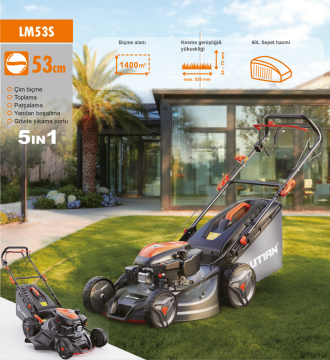 Lutian LM53S - 53cm Benzinli Şanzımanlı Çim Biçme Kesme Makinası 60 Litre
