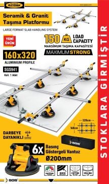 SGS941 - Seramik Granit Fayans Taşıma Vantuzu Platformu 160 x 320 cm