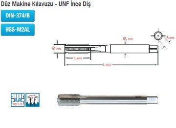 MAİER Düz Makine Kılavuzu - UNF İnce Diş (DIN-374/B) (HSS-M2AL)