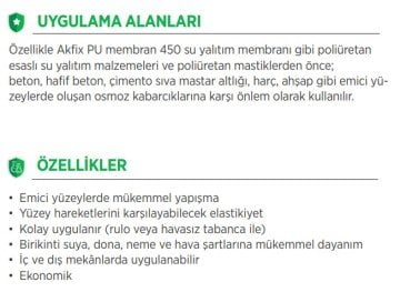 AKFİX PUR PRIMER 90 Şeffaf Poliüretan Zemin  Astarı