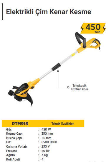 RTR Max Misinalı Çim Kenar Kesme Makinası