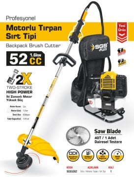 SGS5362 - Profesyonel Benzinli Motorlu Sırt Tırpanı Makinesİ 52 cc