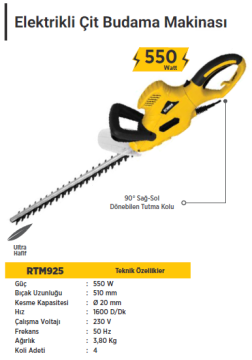 RTR Max Elektrikli Çit Budama Makinası 550Watt