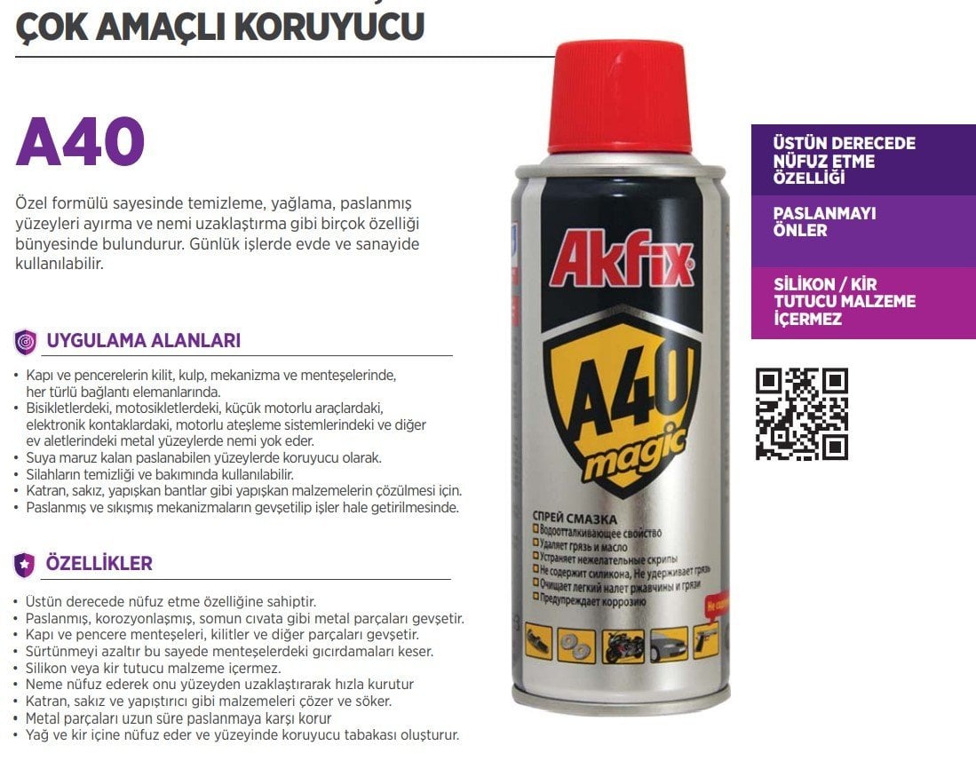 AKFİX A40 Çok Amaçlı Koruyucu Sprey