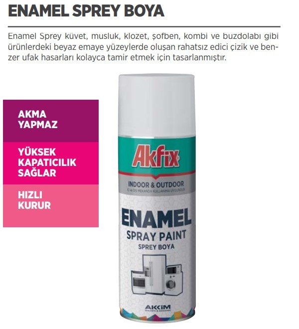 AKFİX Emaye Beyaz Eşya Sprey Boyama 400 ML