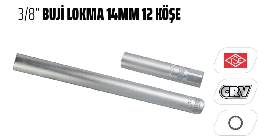 RİCO 3/8 Buji Lokma Ucu 14 mm 12 Köşe