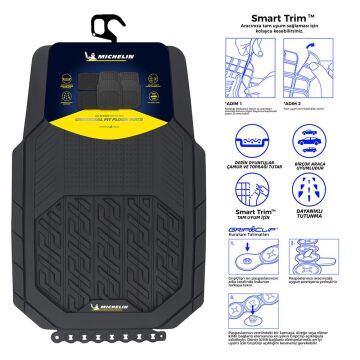 Michelin MC34587 Tüm Araçlara Uyumlu 4 Parça Üniversal 3D Havuzlu Oto Paspas