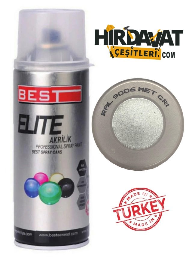 BEST Elite RAL9006 Metalik Gri Sprey Boya 400 ML
