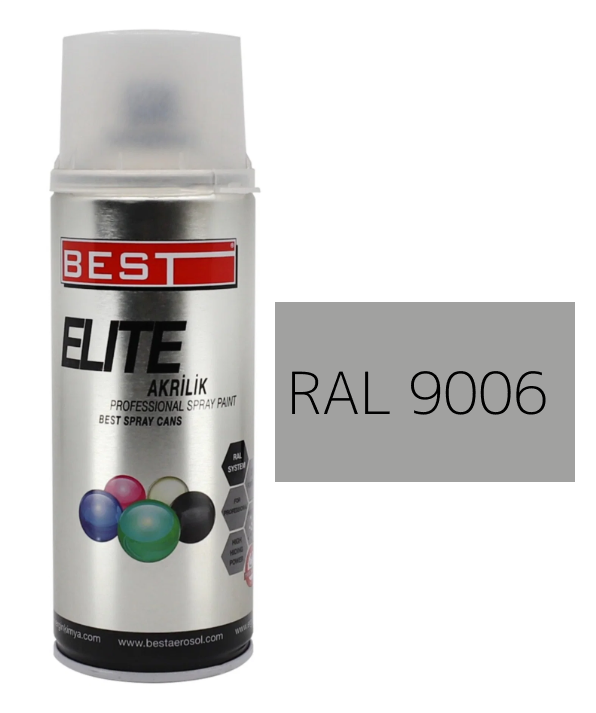 BEST Elite RAL9006 Metalik Gri Sprey Boya 400 ML - White Aluminium