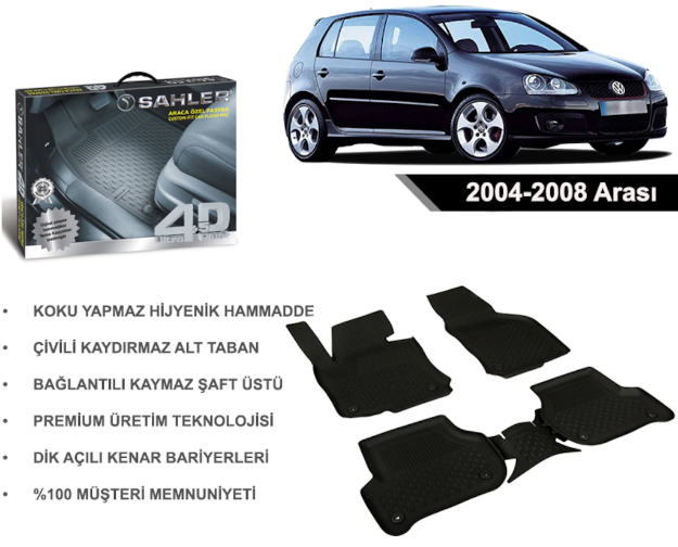 Vw Golf 5 2004-2008 Arası 4.5D Havuzlu Araba Paspası Sahler