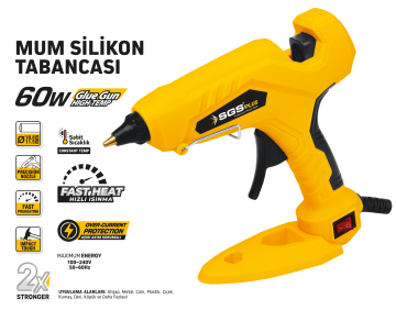 SGS5291 Kalın 10.8 - 11.5mm Elektirikli Mum Silikon Tabancası 60 Watt