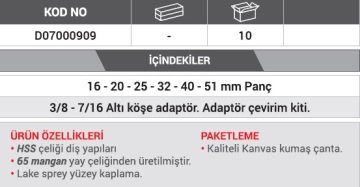 DHT BiMetal Panç Seti 9 Parça