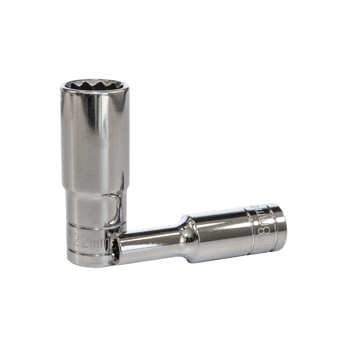 1/2inç 12 Köşe CrV Uzun Lokmalar 22mm