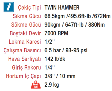 ROTAKE RT-5278 Havalı 1/2 Somun Sökme Sıkma Makinesi Tabancası 90 KGM