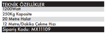 Max Extra F250 Elektrikli Vinç 250 Kg 10-20 Metre