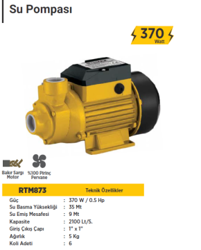 RTR Max Su Pompası 370 W / 0.5 HP