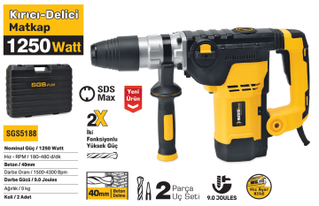 SGS5188 - SDS Max 9 Kg Hilti Kırıcı Delici Matkap 40mm - 1250 Watt - 9 Joule