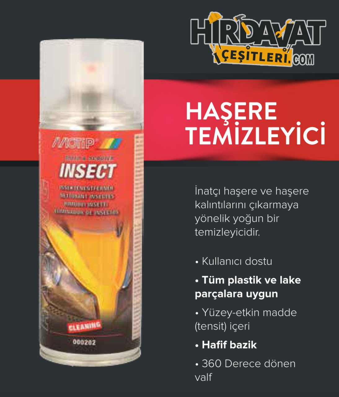 MOTİP Motosiklet Haşere Böcek Sinek Temizleme Spreyi 400 ML