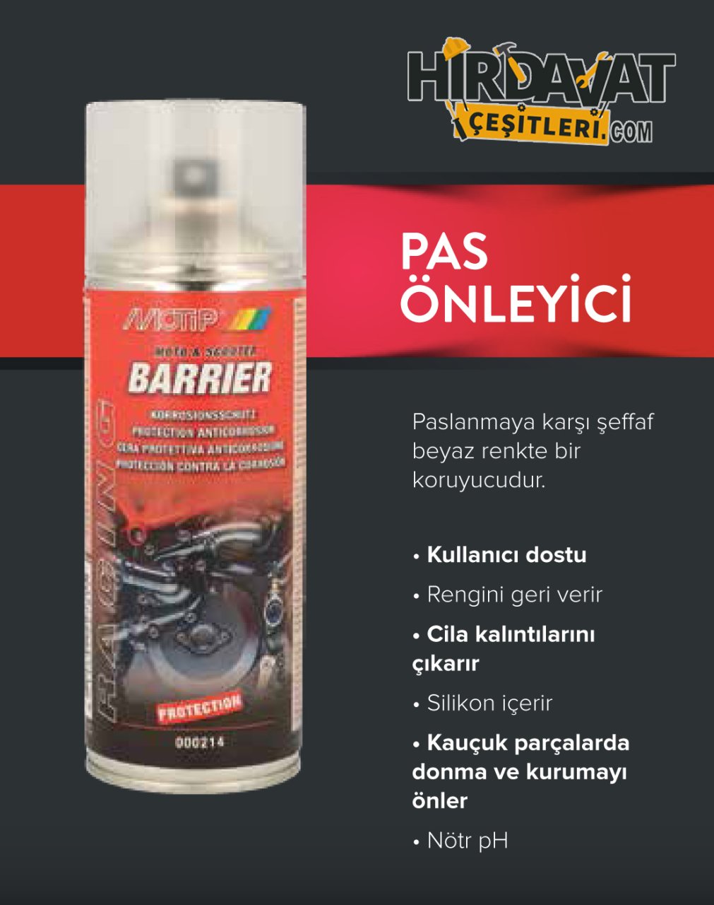 MOTİP Motosiklet Pas Önleyici Sprey 400 ML
